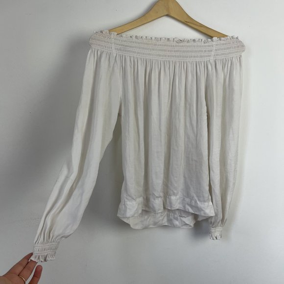 Maje Lorisa Off the Shoulder Woven Blouse Smocked - Picture 3 of 9